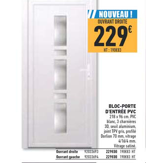 bloc porte d'entrée pvc