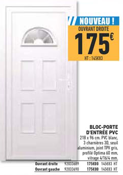 bloc porte d'entrée pvc