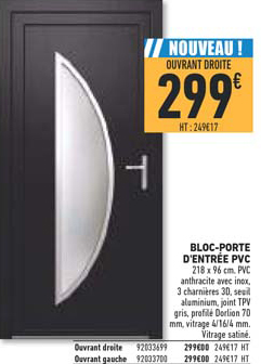 bloc porte d'entrée pvc