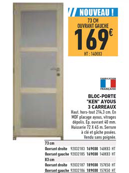 bloc porte ken ayous 3 carreaux