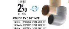 coude pvc 87° m f