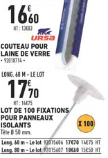 Couteau Pour Laine De Verre Ursa Lot De 100 Fixations Pour Panneaux Isolants