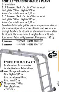 échelle transformable 2 plans échelle pliable 4x 3