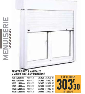 fenêtre pvc 2 vantaux + volet roulant motorisé