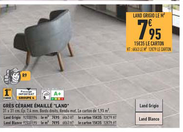 grès cérame émaillé land