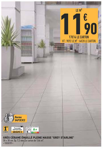 grès cérame émaillé pleine masse grey starline