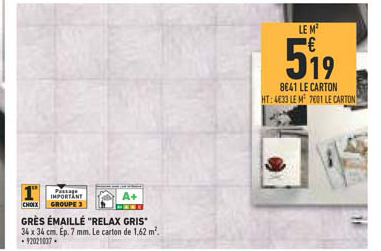 Grès émaillé Relax Gris