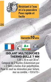 isolant multicouche thermo bulle 7 mm
