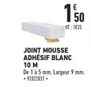 Joint Mousse Adhésif Blanc 10 M