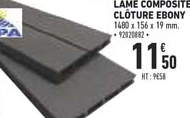 lame composite clôture ebony