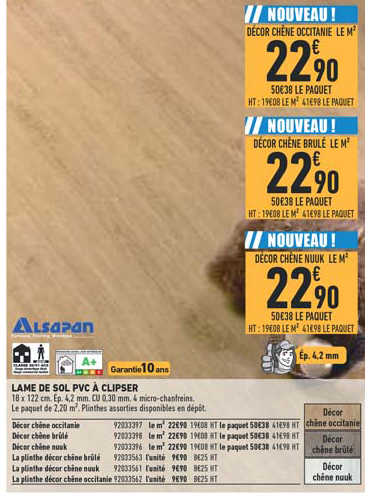 lame de sol pvc à clipser alsapan