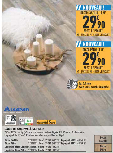 lame de sol pvc à clipser alsapan