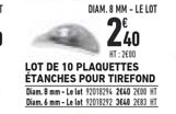 lot de 10 plaquettes étanches pour tirefond