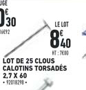 lot de 25 clous calotins torsadés 2.7 x 60