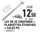 lot de 25 tirefonds + plaquettes étanches + cales po