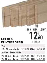 Lot De 5 Plinthes Sapin