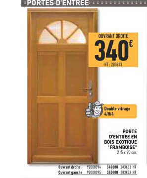 porte d'entrée en bois exotique framboise
