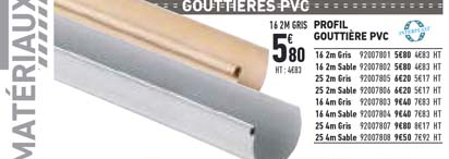profil gouttière pvc