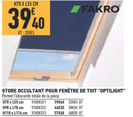 Store Occultant Pour Fenêtre De Toit Optilight