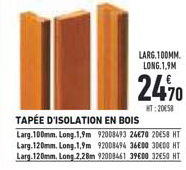 tapée d'isolation en bois