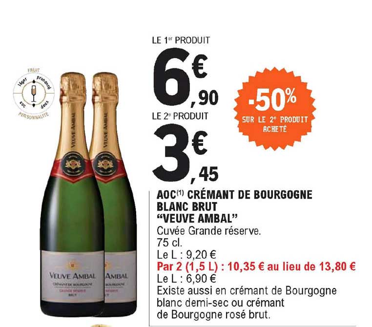 aoc crémant de bourgogne blanc brut "veuve ambal"