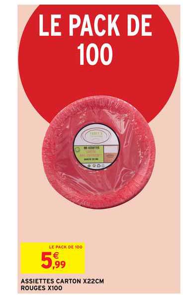 assiettes carton x22cm rouges x100