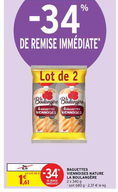 Baguettes Vinennoise Nature La Boulangère