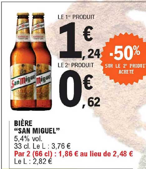 bière san migeul -50% sur le 2e produit acheté