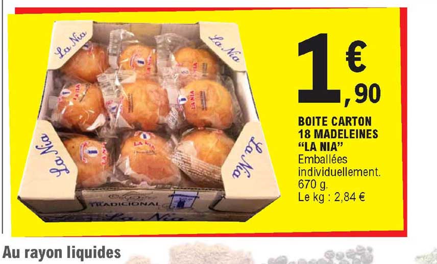 Boîte Carton 18 Madeleines "la Nia"
