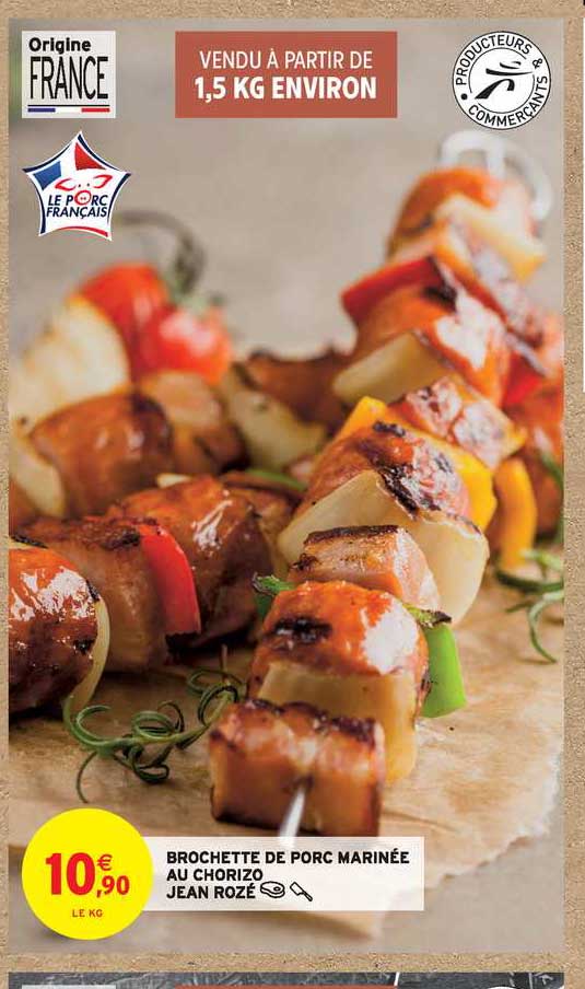brochette de porc marinée au chorizo jean rozé