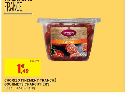 chorizo finement tranché gourmets charcutiers
