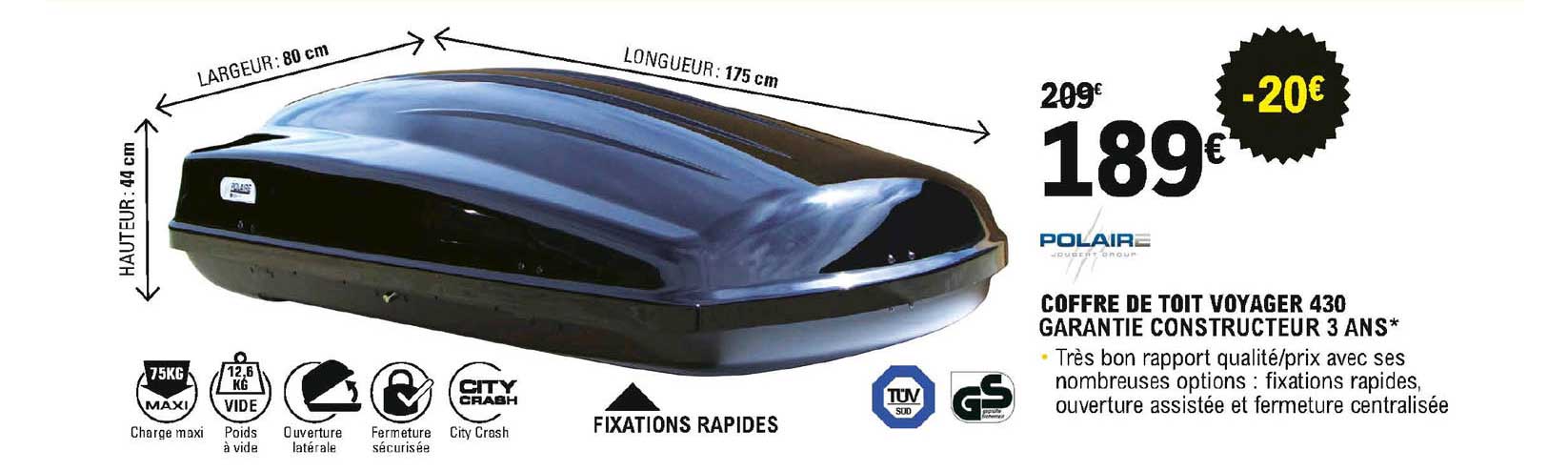 coffre de toit voyager 430 polaire