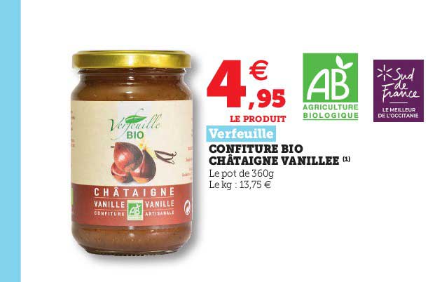 Confiture Bio Châtaigne Vanillée Verfeuille