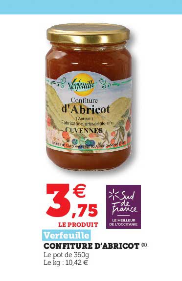 confiture d'abricot verfeuille