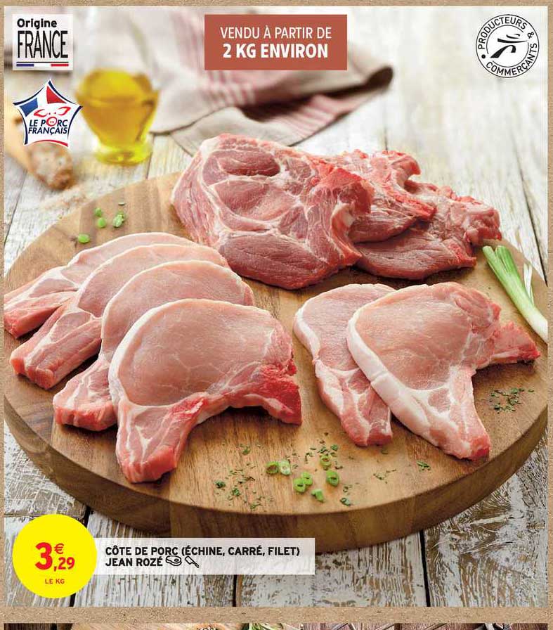 côte de porc (échine, carré, filet) jean rozé