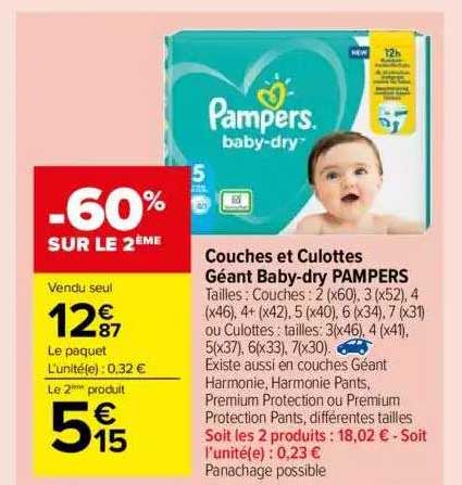 Couches Et Culottes Géant Baby-dry Pampers