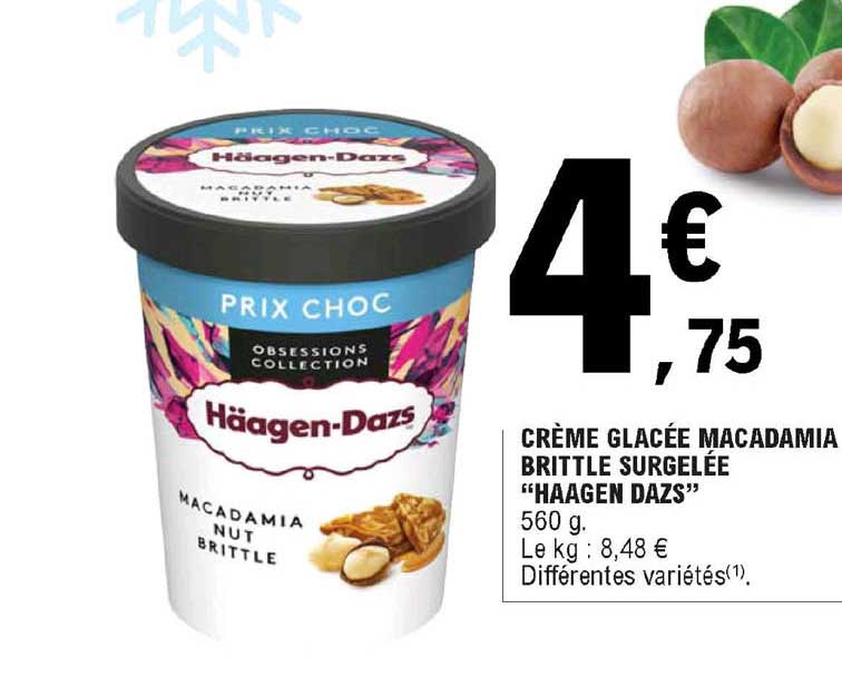 crème glacée macadamia brittle surgelée "häagen-dazs"