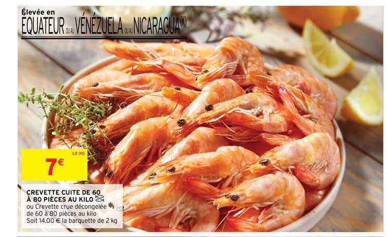 crevette cuite de 60 à 80 pièces au kilo