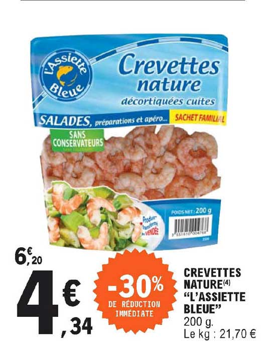 crevettes nature "l'assiette bleue"