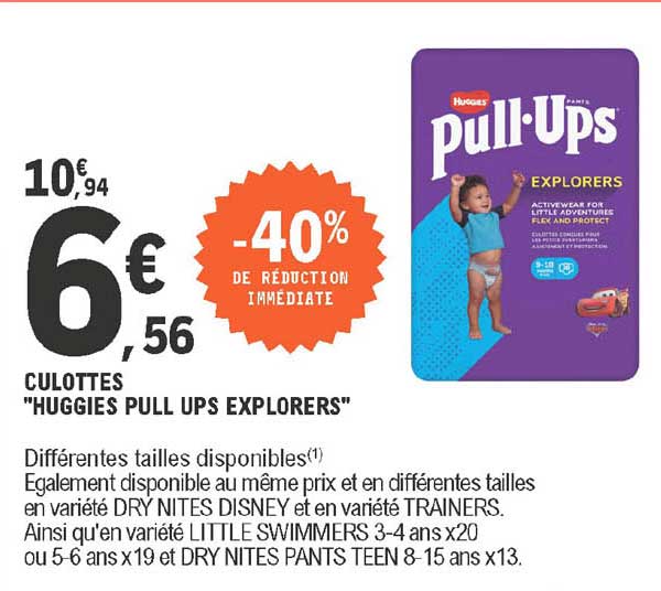 culottes "huggies pull ups explorers"