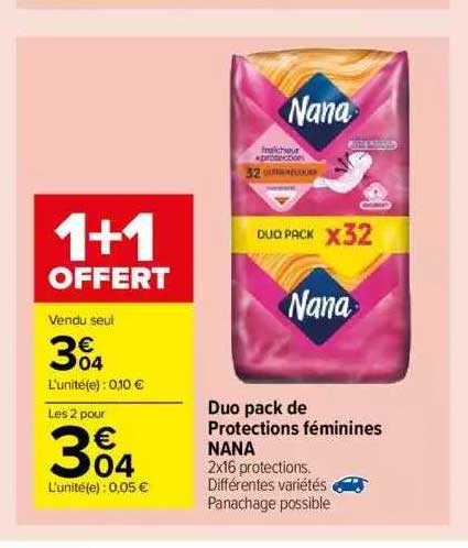 duo pack de protections féminines nana