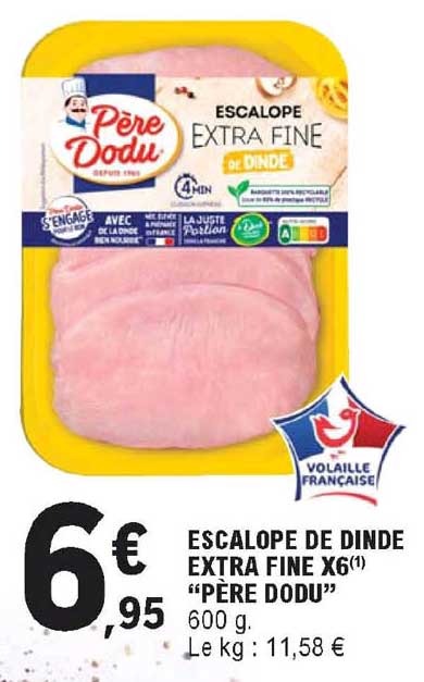 escalope de dinde extra fine x6 "père dodu"