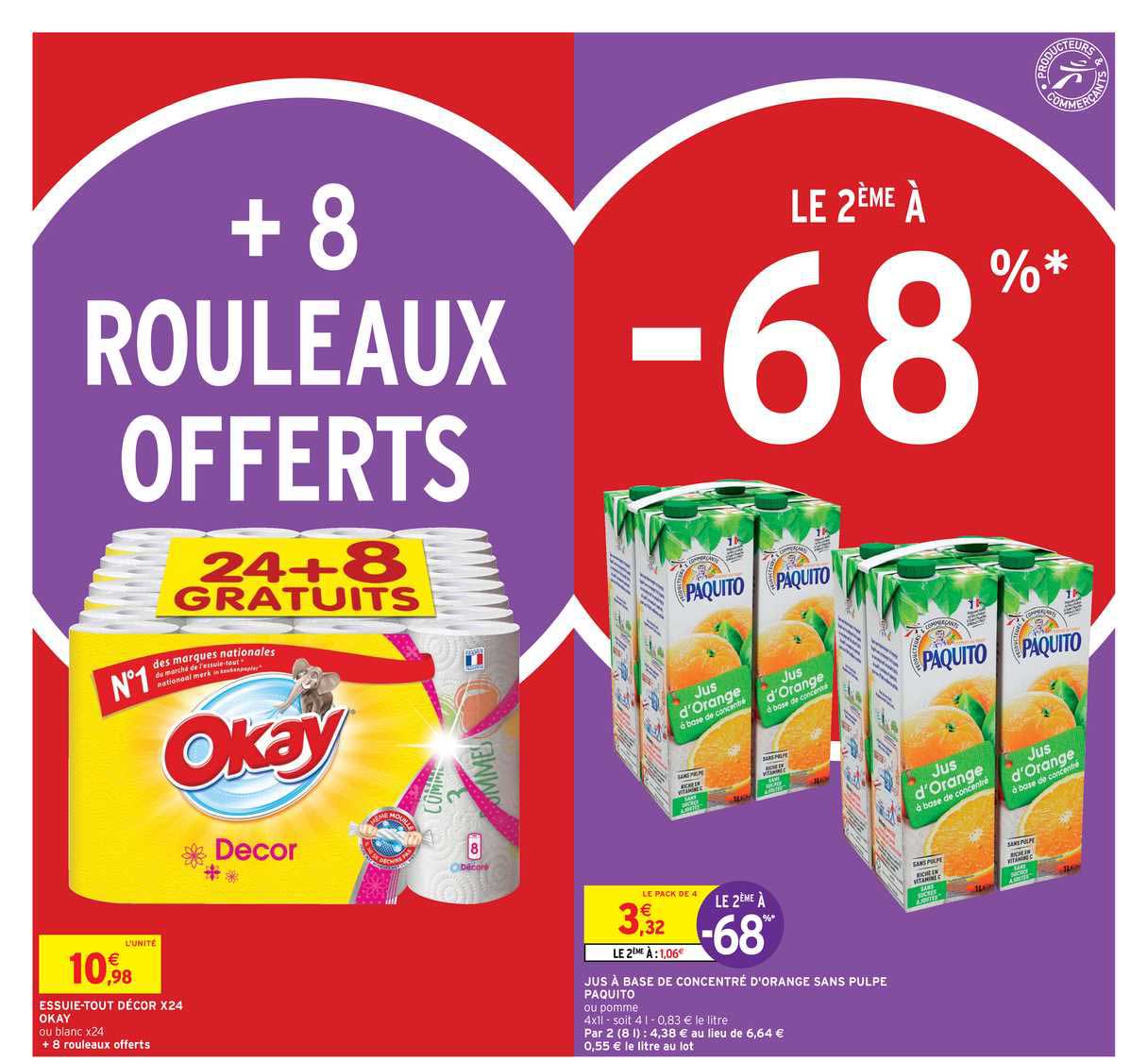 essuie-tout décor x24 okay jus à base de concentré d'orange sans pulpe paquito le 2ème à -68%