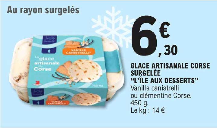 glace artisanale corse surgelée "l'île aux desserts"