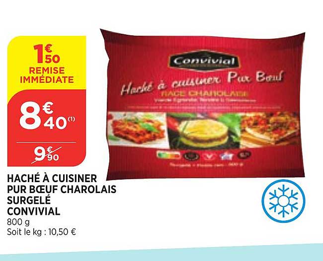 haché à cuisiner pur bœuf charolais surgelé covivial