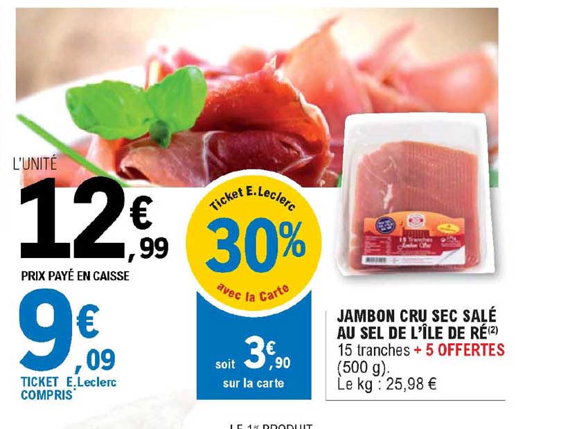 jambon cru sec salé au sel de l'île de ré