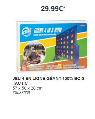 jeu 4 en ligne géant 100% bois tac tic