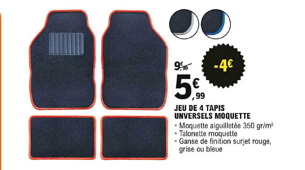 jeu de 4 tapis unversels moquette