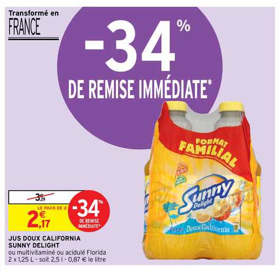 Jus Doux California Sunny Delight -34% De Remise Immédiate