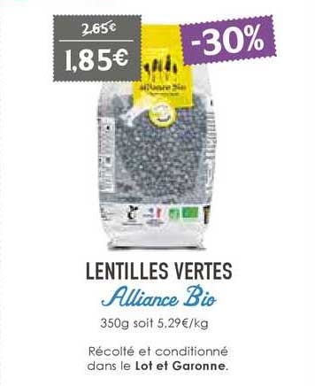 lentilles vertes alliance bio